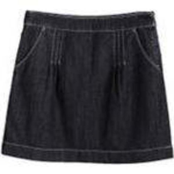 Womens Denim Skirt sz 10 Elle Dark Blue Pintuck Jean Stretch 4 Pockets Size Zip - Picture 1 of 3